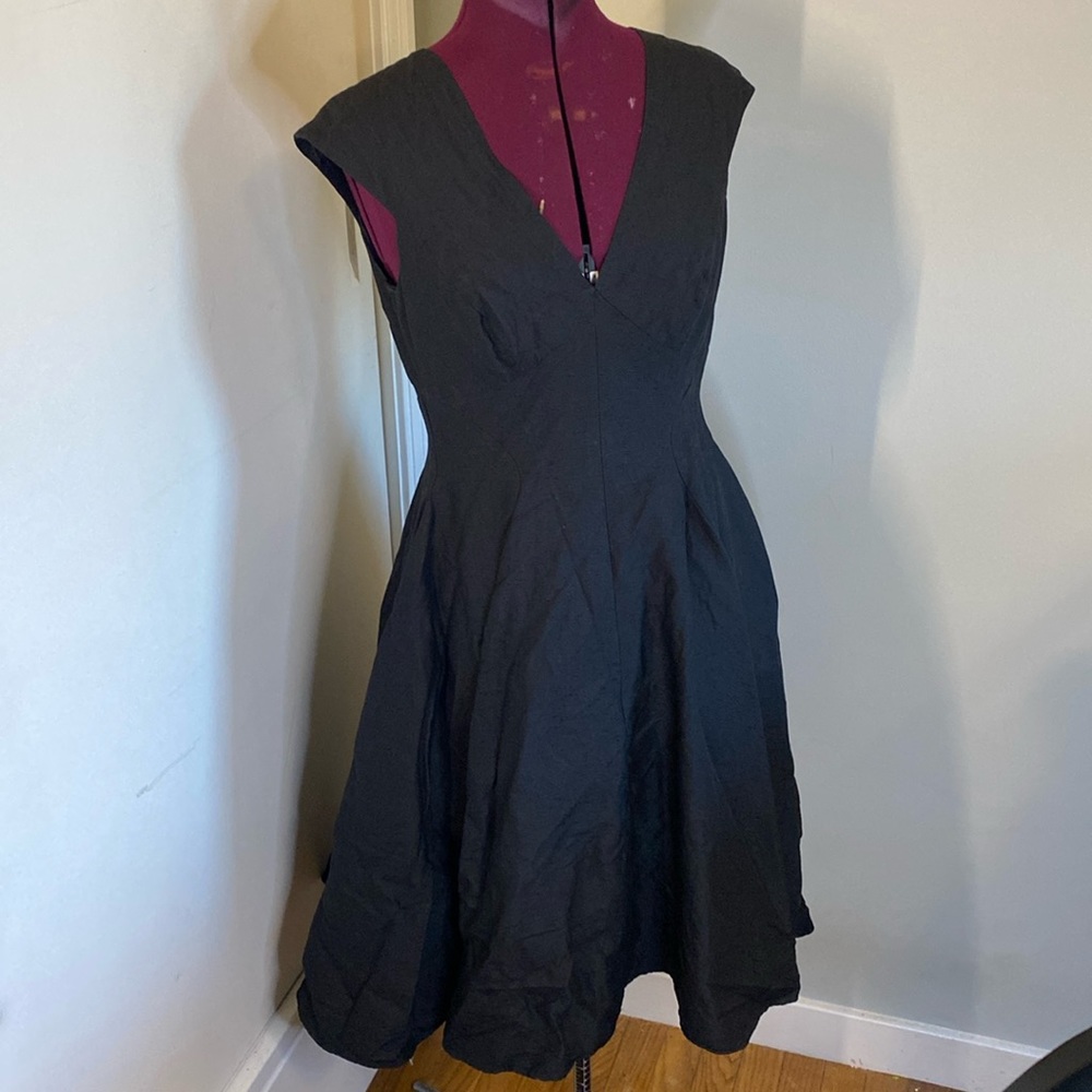Peter Som Black Fit and Flare Midi Dress
